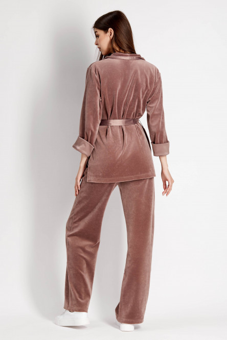 7005-6217 комплект жіночий (блуза та брюки)  з бавовняного велюру фото № 3