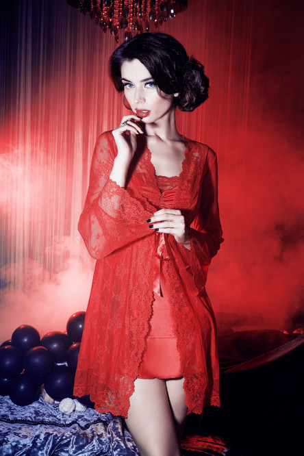 8057-6732 комплект (халат+платье) RED фото № 1