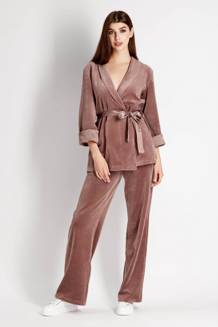 7005-6217 комплект жіночий (блуза та брюки)  з бавовняного велюру фото № 1